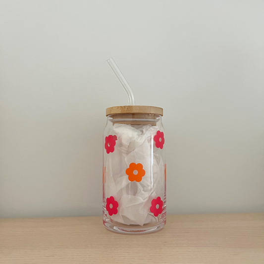 Daisy Flower - 16oz Can Glass Cup